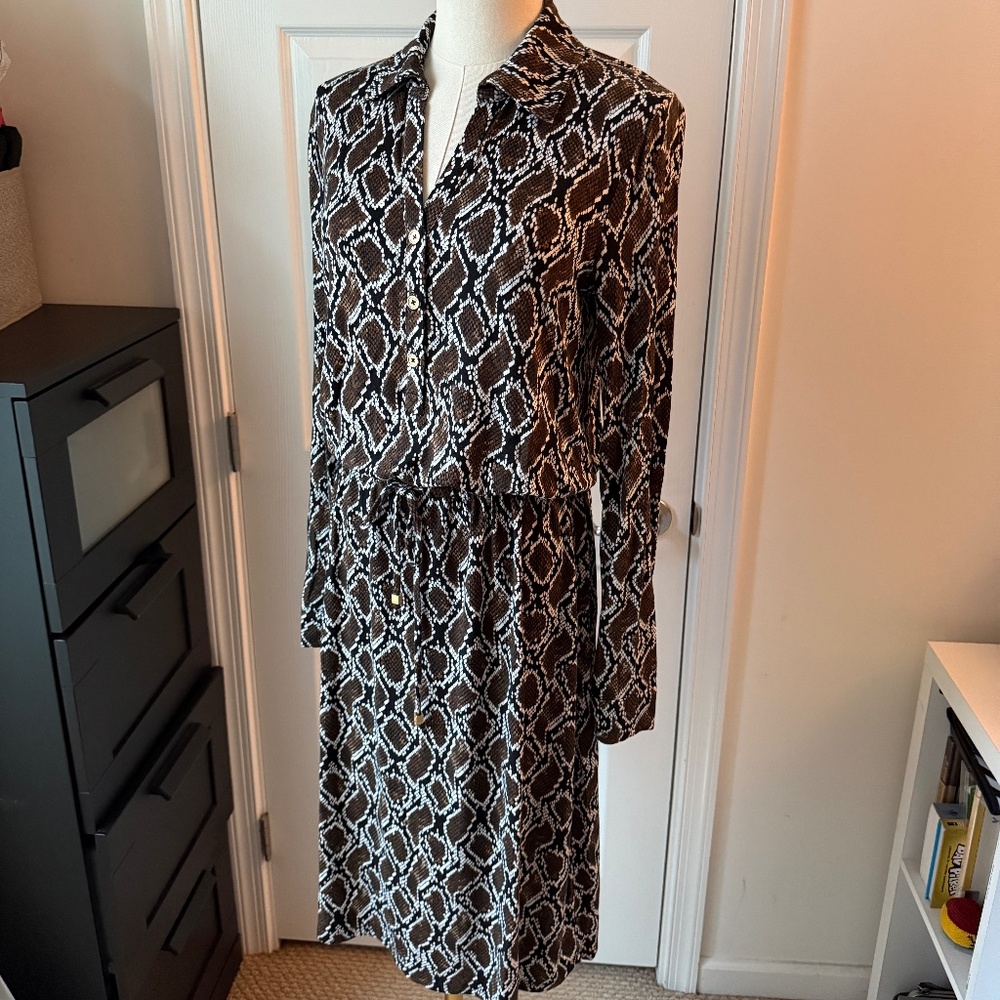 Michael Kors Size Small Snake Python Midi Dress G… - image 1